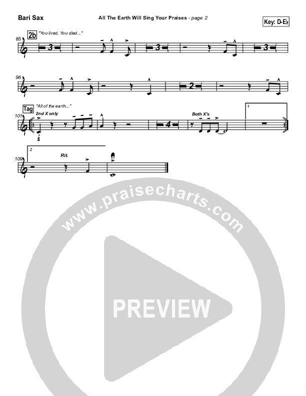 All The Earth Will Sing Your Praises Bari Sax (Travis Cottrell)