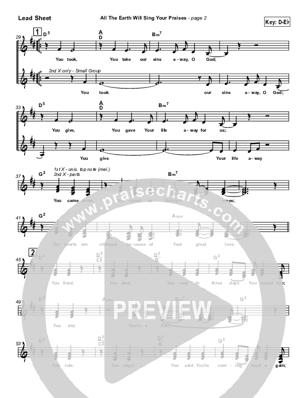 All The Earth Will Sing Your Praises Lead Sheet (Travis Cottrell)