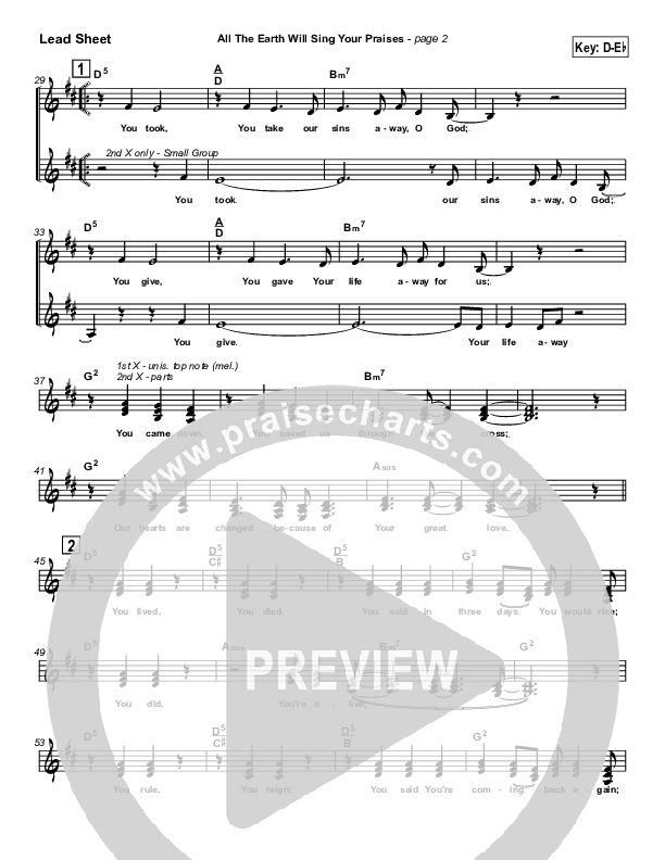 All The Earth Will Sing Your Praises Lead Sheet (SAT) (Travis Cottrell)