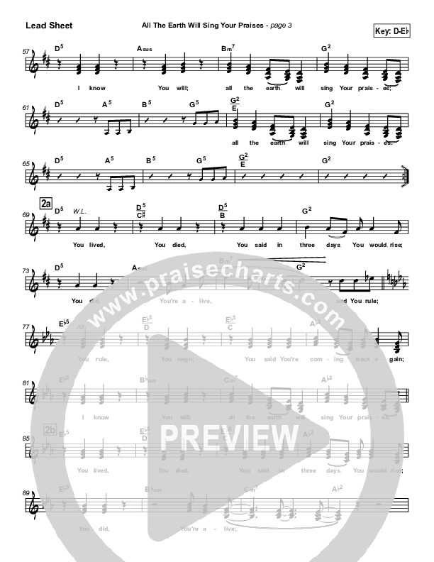 All The Earth Will Sing Your Praises Lead Sheet (SAT) (Travis Cottrell)