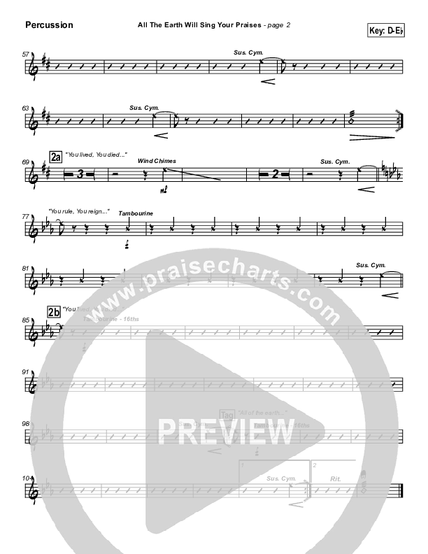 All The Earth Will Sing Your Praises Percussion (Travis Cottrell)