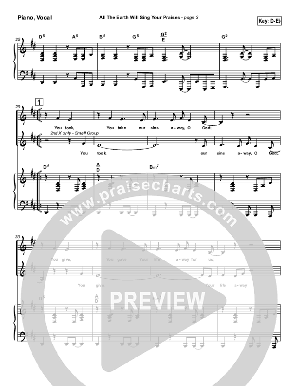 All The Earth Will Sing Your Praises Piano/Vocal (SATB) (Travis Cottrell)