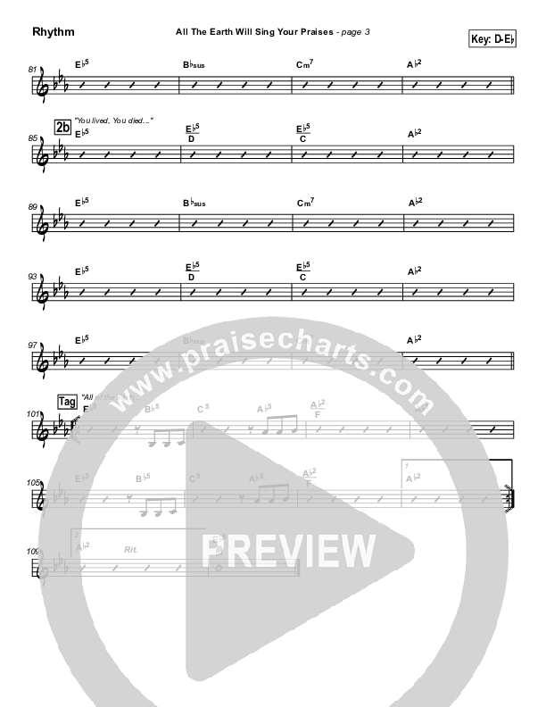 All The Earth Will Sing Your Praises Rhythm Chart (Travis Cottrell)