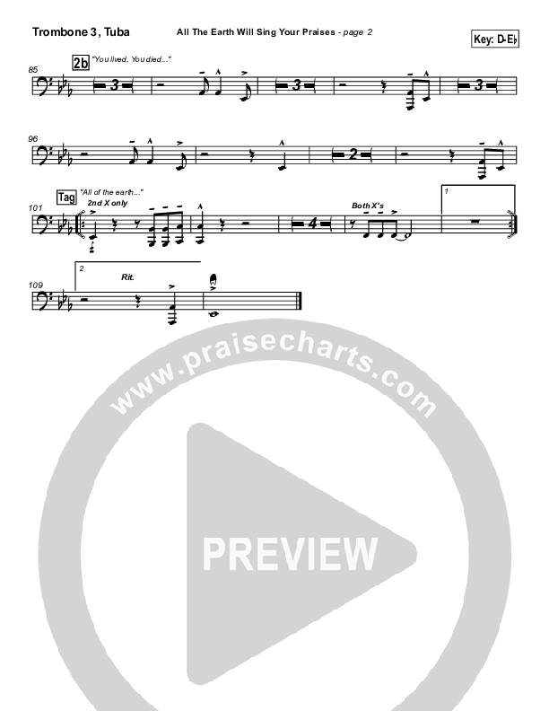 All The Earth Will Sing Your Praises Trombone 3/Tuba (Travis Cottrell)