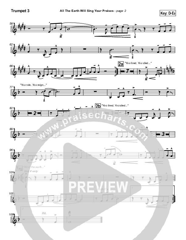 All The Earth Will Sing Your Praises Trumpet 3 (Travis Cottrell)