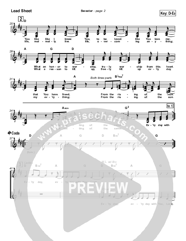 Sweeter Lead Sheet (SAT) (Travis Cottrell)