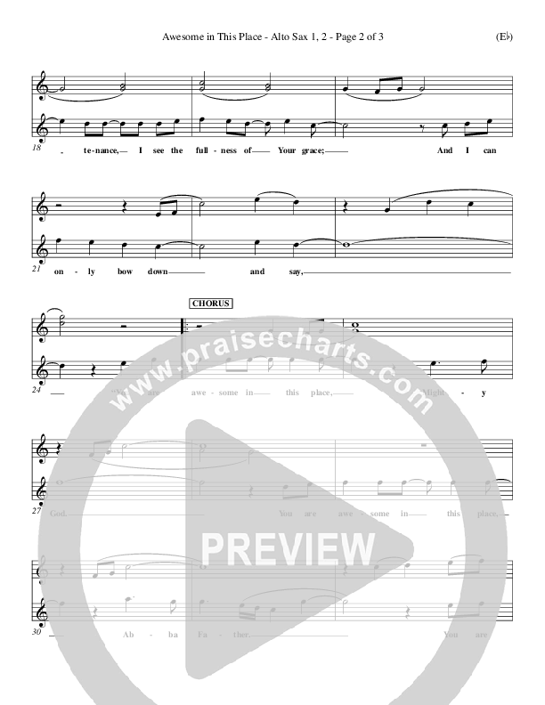 Awesome In This Place Alto Sax (Dave Billington)