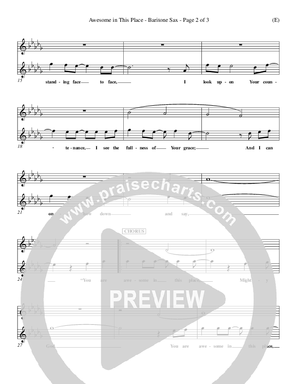 Awesome In This Place Bari Sax (Dave Billington)