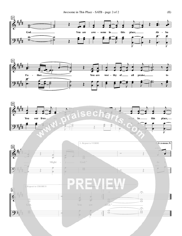 Awesome In This Place Choir Sheet (SATB) (Dave Billington)