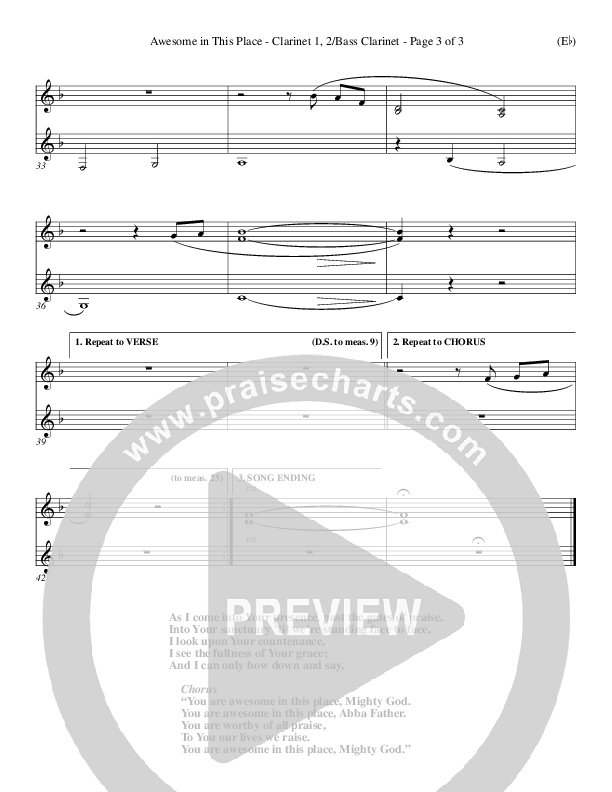 Awesome In This Place Clarinet (Dave Billington)