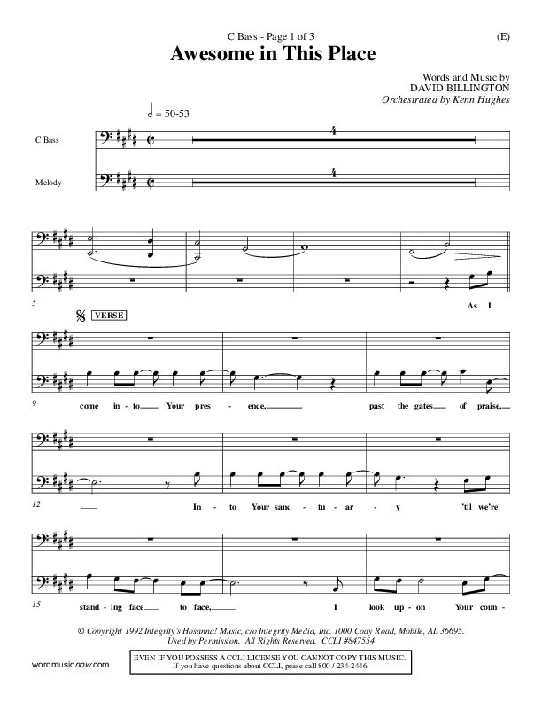 Awesome In This Place Contrabass (Dave Billington)