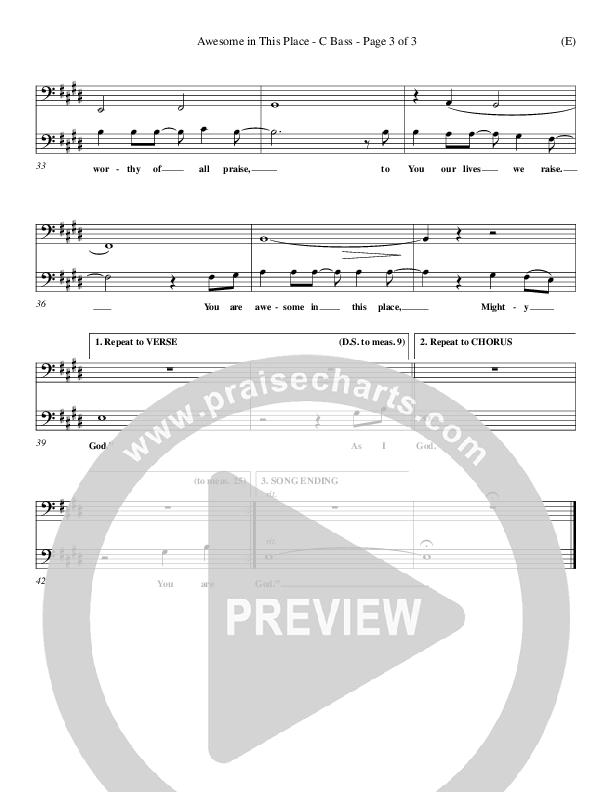 Awesome In This Place Contrabass (Dave Billington)