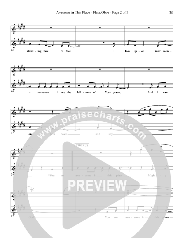 Awesome In This Place Flute/Oboe (Dave Billington)