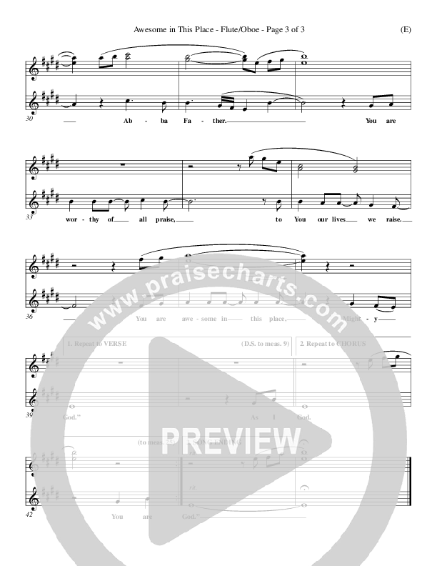 Awesome In This Place Flute/Oboe (Dave Billington)