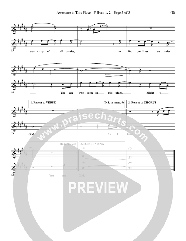 Awesome In This Place French Horn 1/2 (Dave Billington)