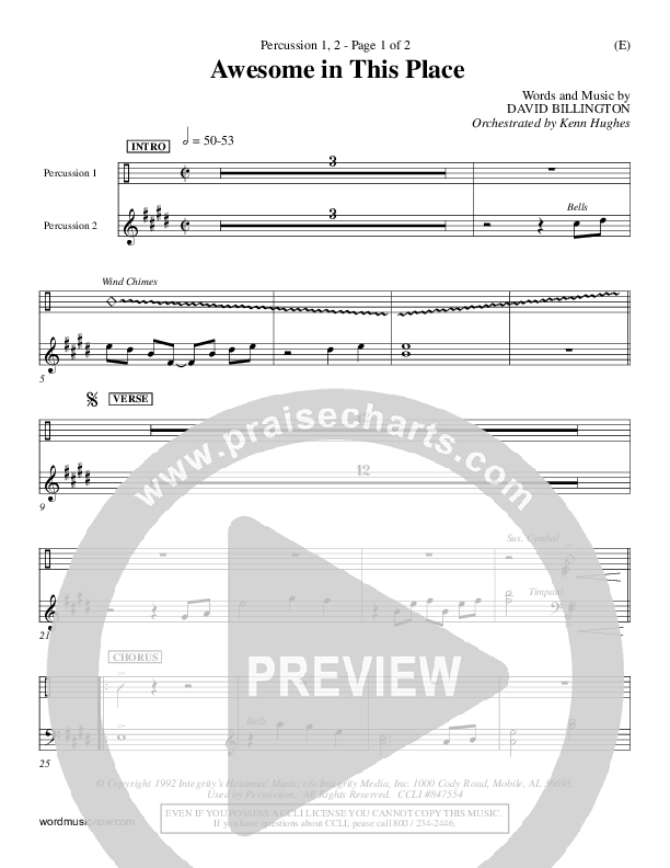 Awesome In This Place Percussion 1/2 (Dave Billington)