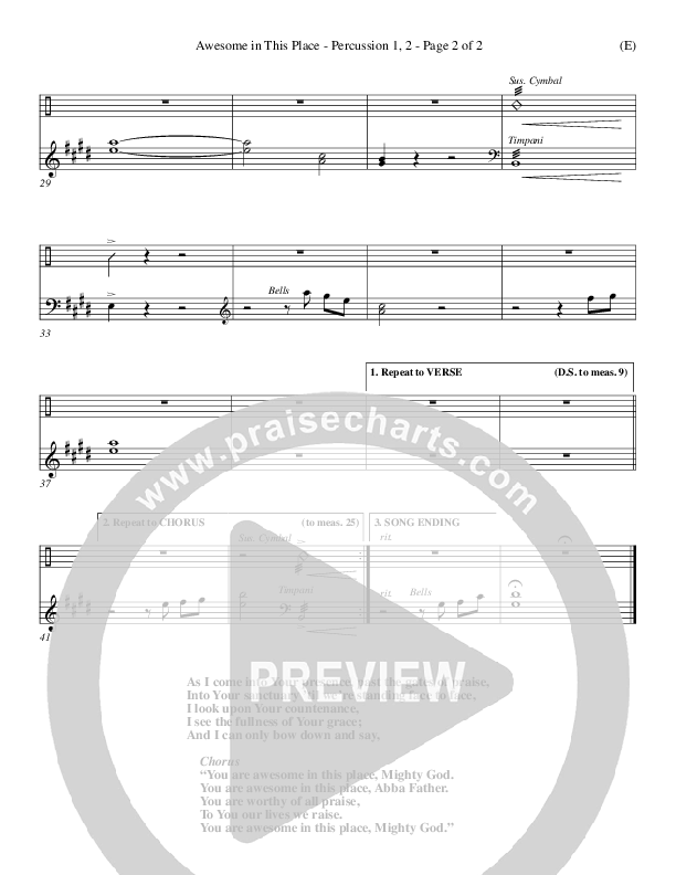 Awesome In This Place Percussion 1/2 (Dave Billington)