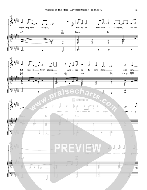 Awesome In This Place Piano Sheet (Dave Billington)