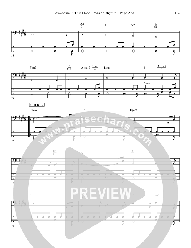 Awesome In This Place Rhythm Chart (Dave Billington)