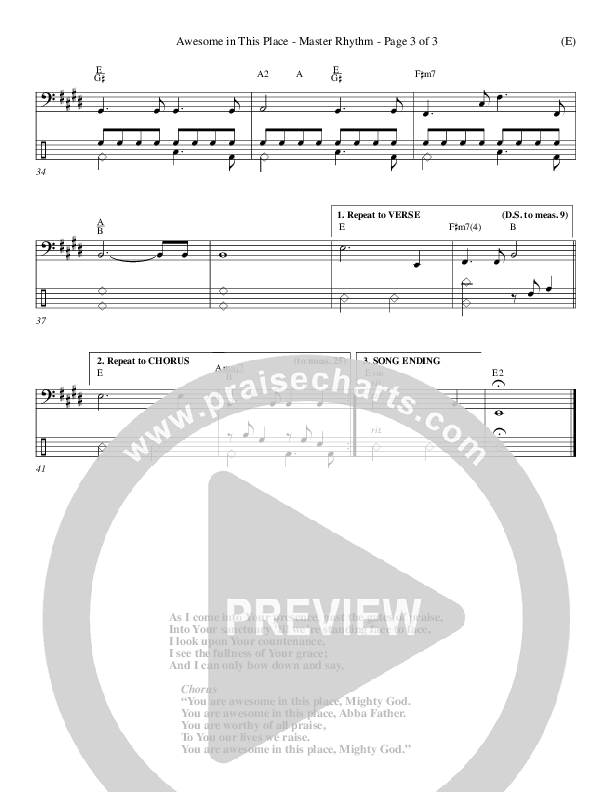 Awesome In This Place Rhythm Chart (Dave Billington)