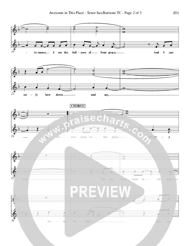 Awesome In This Place Tenor Sax 1 (Dave Billington)