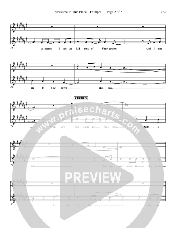 Awesome In This Place Trumpet 1 (Dave Billington)