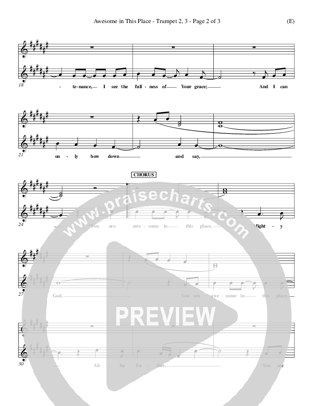 Awesome In This Place Trumpet 2/3 (Dave Billington)