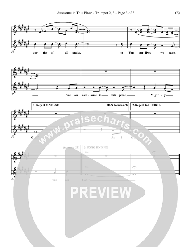 Awesome In This Place Trumpet 2/3 (Dave Billington)