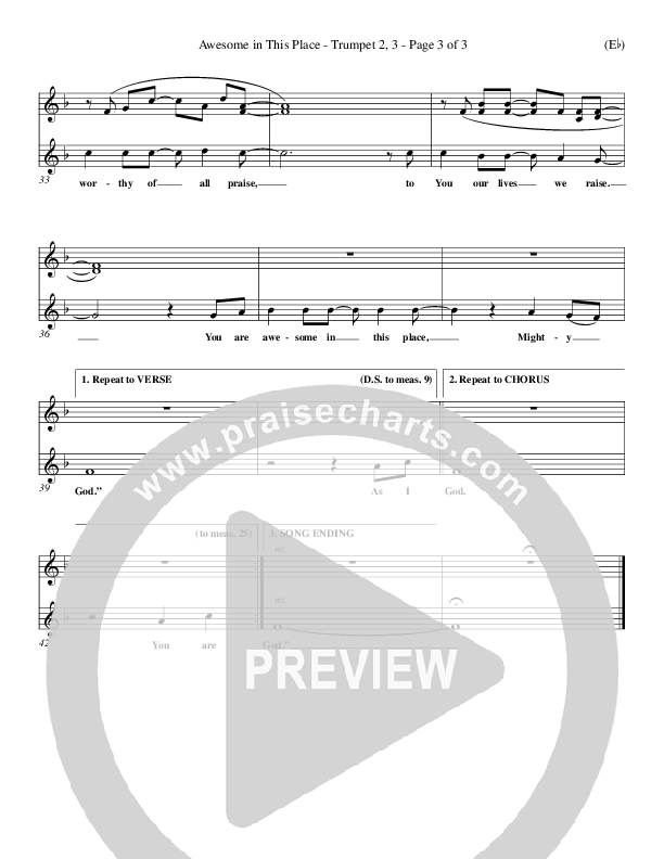 Awesome In This Place Trumpet (Dave Billington)