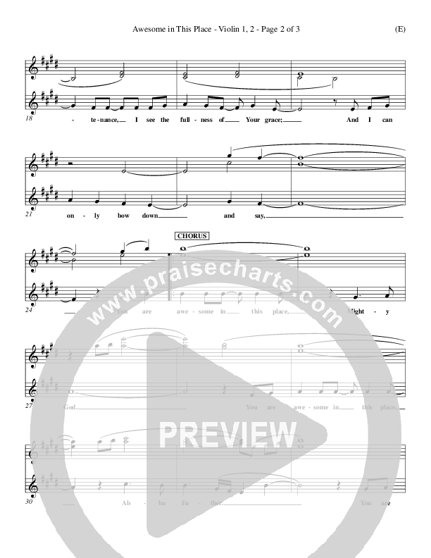 Awesome In This Place Violin 1/2 (Dave Billington)