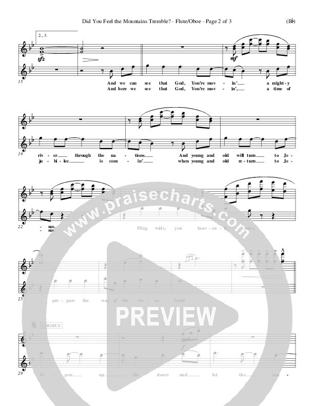 Did You Feel the Mountains Tremble Flute/Oboe (Delirious)