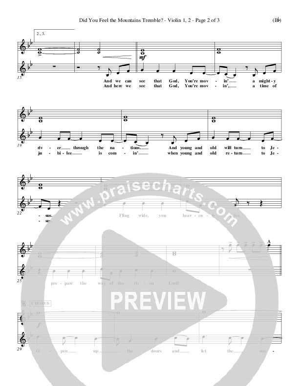 Did You Feel the Mountains Tremble Violin 1/2 (Delirious)