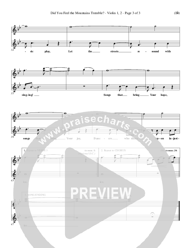 Did You Feel the Mountains Tremble Violin 1/2 (Delirious)