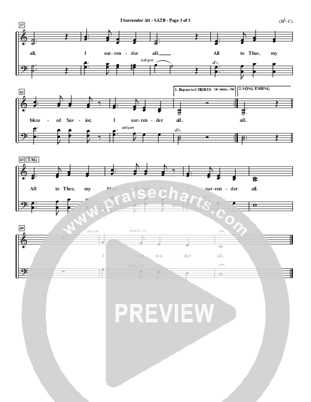 I Surrender All Choir Sheet (SATB) (Judson van DeVenter)