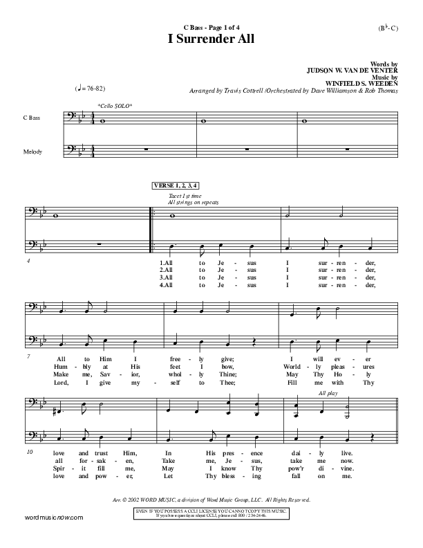 I Surrender All Contrabass (Judson van DeVenter)