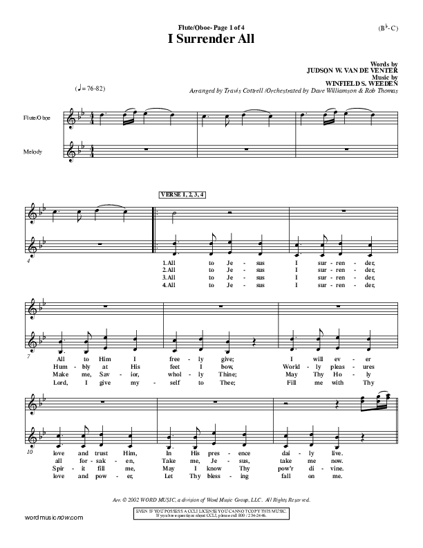 I Surrender All Flute/Oboe (Judson van DeVenter)