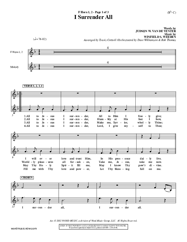 I Surrender All French Horn 1/2 (Judson van DeVenter)