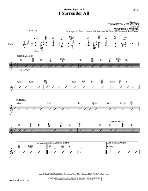 I Surrender All Guitar (Judson van DeVenter)