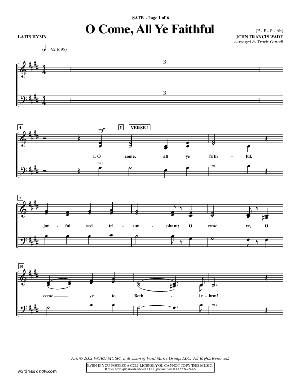 O Come All Ye Faithful Choir Sheet (SATB) ()