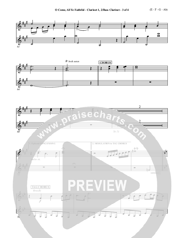 O Come All Ye Faithful Clarinet 1/2, Bass Clarinet ()