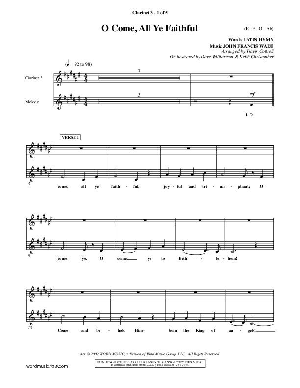 O Come All Ye Faithful Clarinet 3 ()