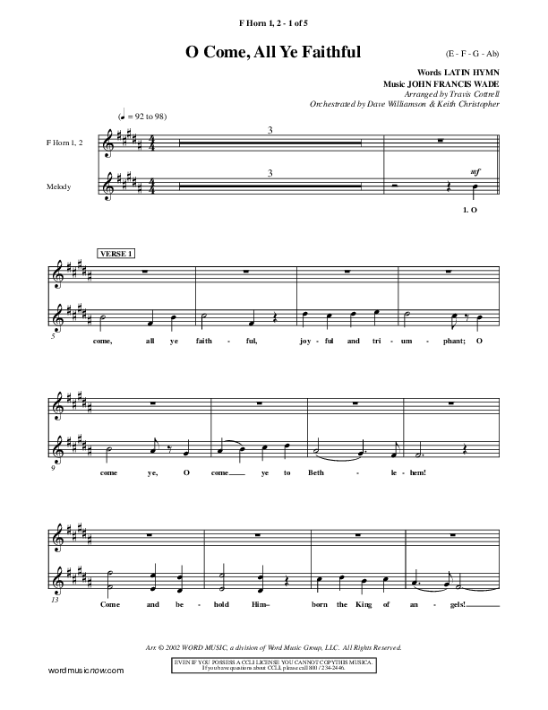 O Come All Ye Faithful French Horn 1/2 ()