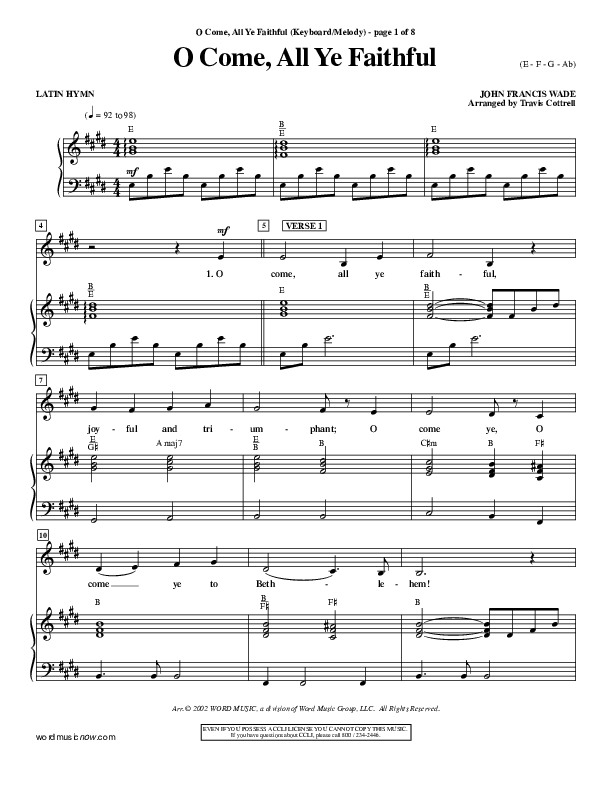 O Come All Ye Faithful Lead Sheet ()