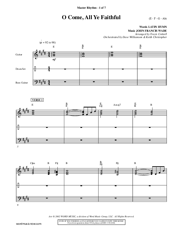 O Come All Ye Faithful Rhythm Chart ()