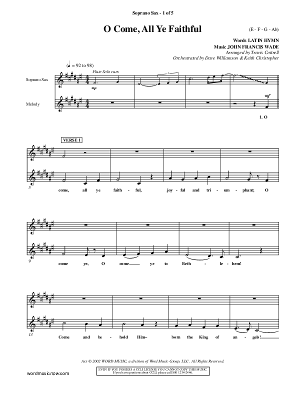 O Come All Ye Faithful Soprano Sax ()