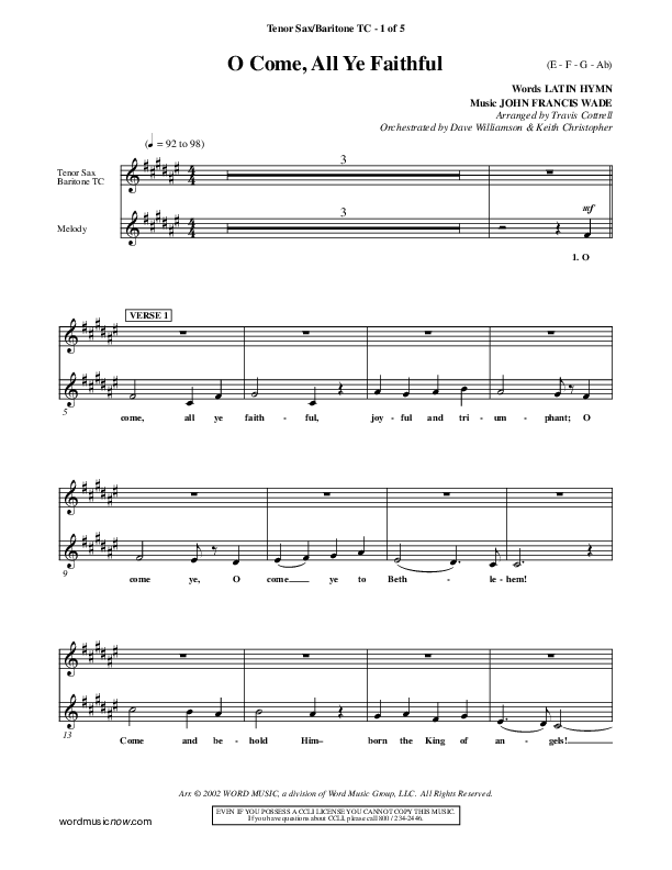 O Come All Ye Faithful Tenor Sax/Baritone T.C. ()