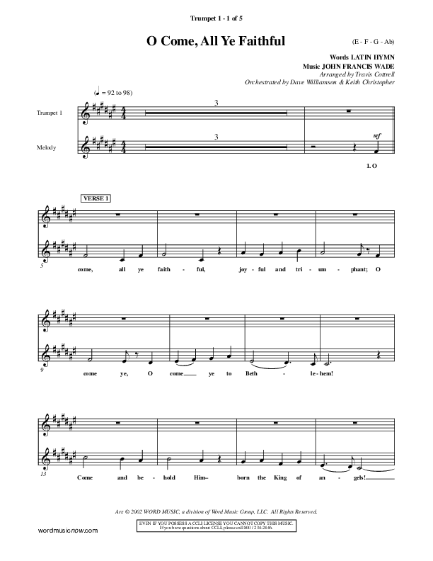 O Come All Ye Faithful Trumpet 1 ()