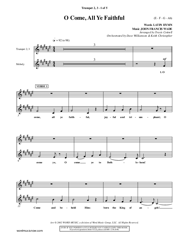 O Come All Ye Faithful Trumpet 2/3 ()