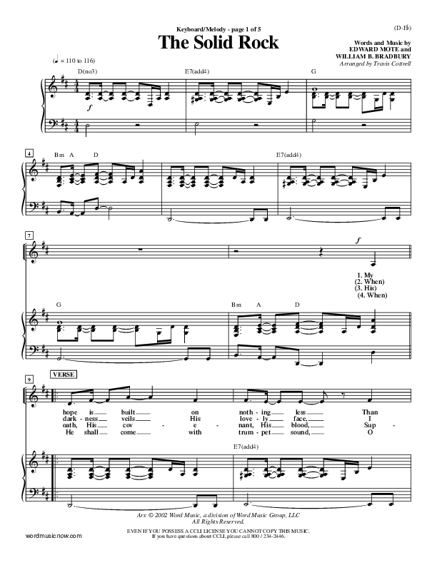 The Solid Rock Lead Sheet (Travis Cottrell)