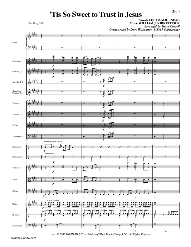 Tis So Sweet To Trust In Jesus Conductor's Score (Travis Cottrell)